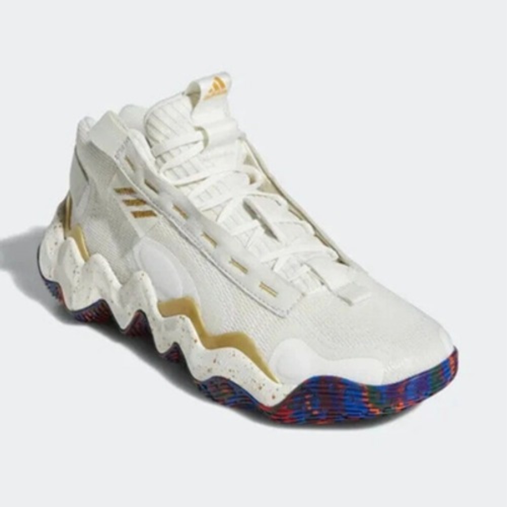 Adidas Exhibit B Mid Basketball Shoes Chalk White Gold HQ1121 Womens 8.5 Gym NWT
